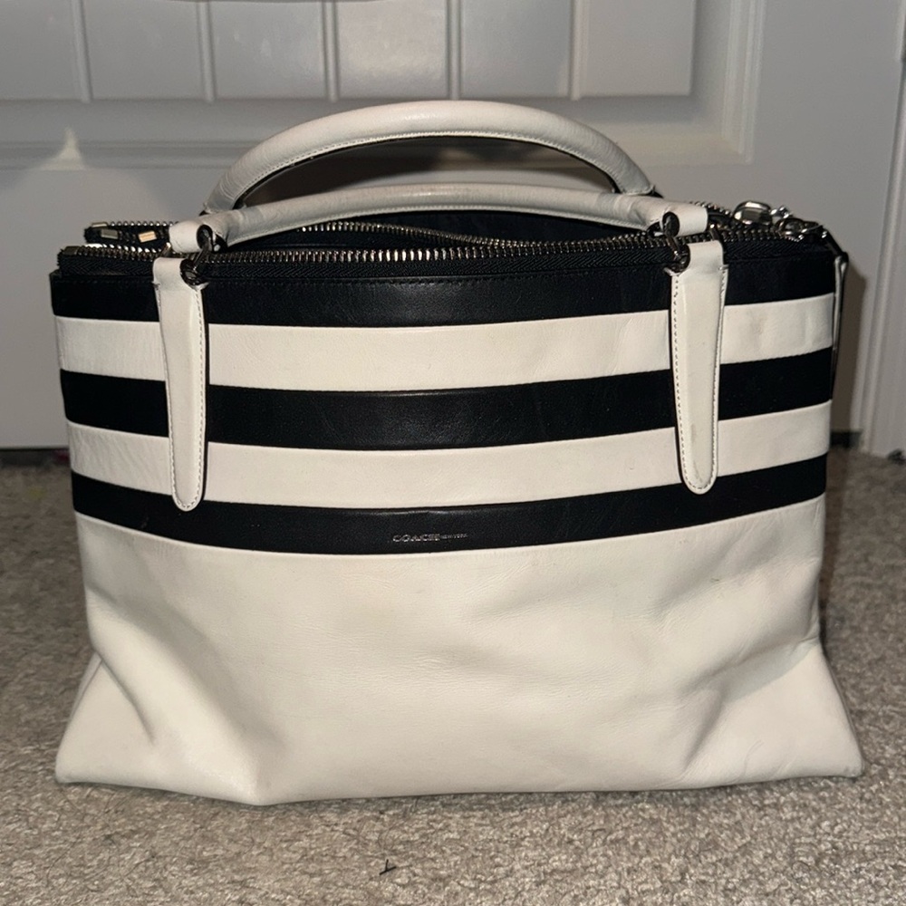 Coach white and black satchel
